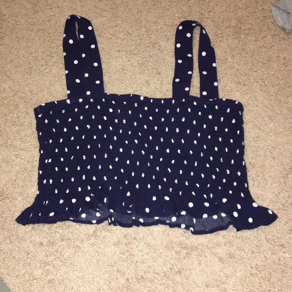 American Eagle Outfitters Tops - Navy blue polka dot crop top